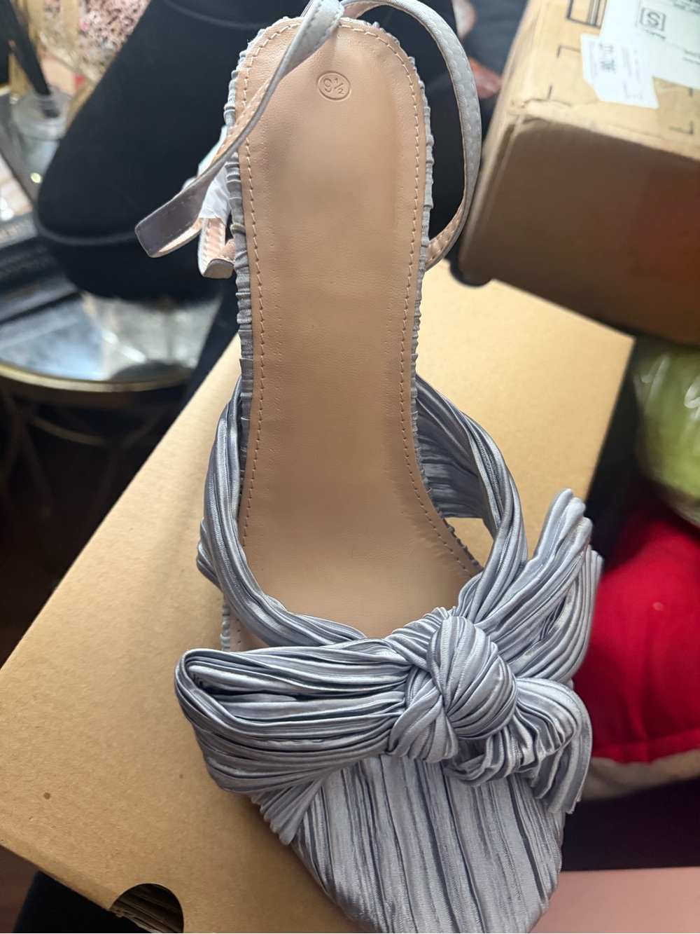 Womens Silver/blue Knot Front Strappy Sandal